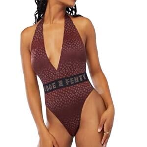 NWT Savage X Fenty Leopard Print Sexy Low Cut Brown Bodysuit Women’s Size Small